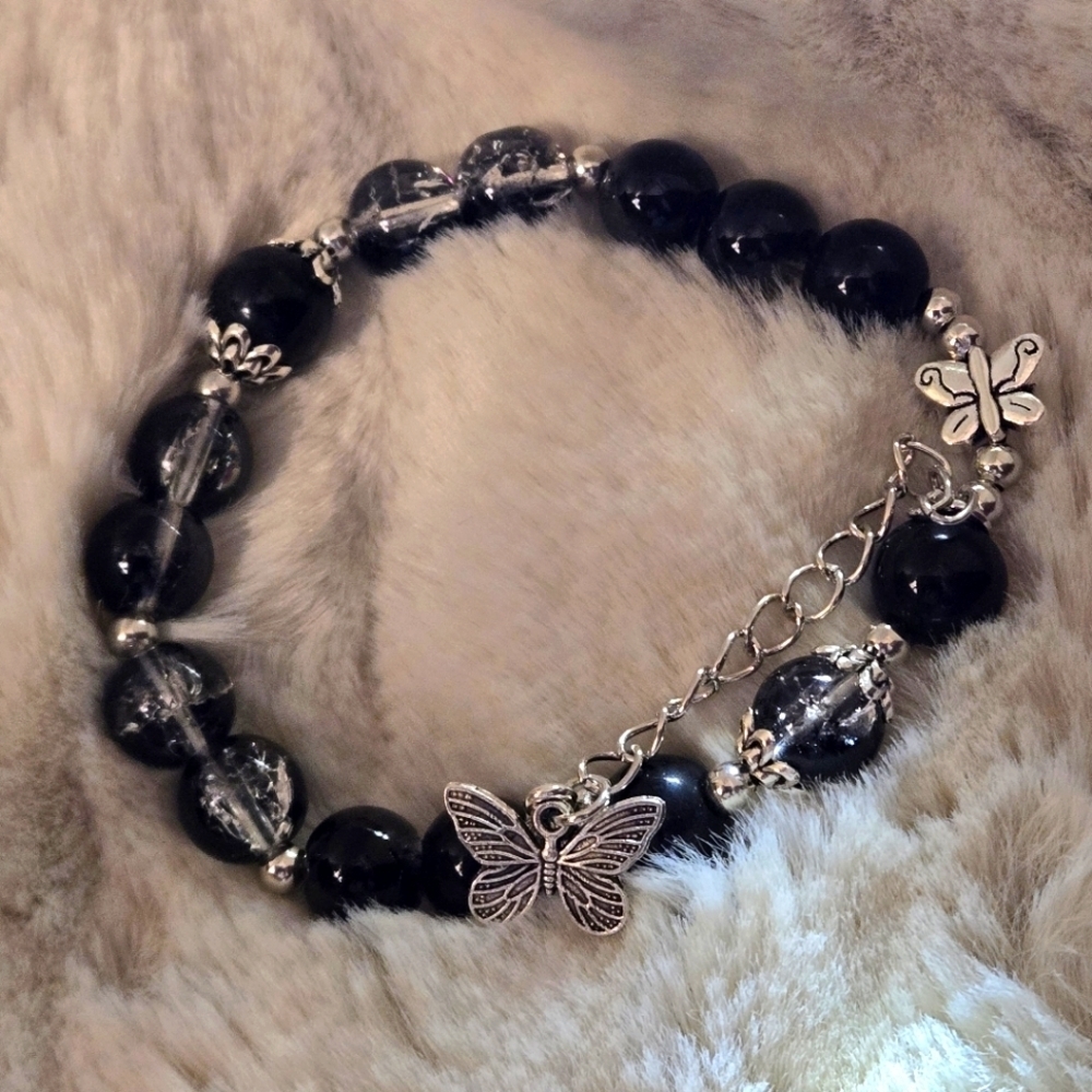 Bohemian Style Butterfly Bracelet with Star Dust Glass Beads